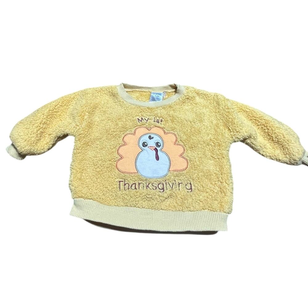 Chick Pea My first Thanksgiving Turkey sweatshirt in Soft Yellow 6-9 M
